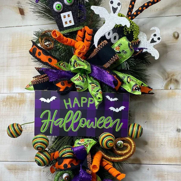 Wall Decor^Craig Bachman Purple Check Happy Halloween Sign