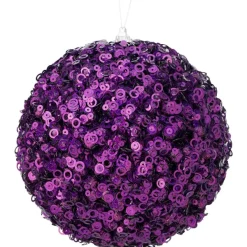 Mardi Gras^Regency Purple Glamour Sequin Ball Ornament, 4.5"