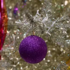 Mardi Gras^Farrisilk Purple Glitter Ball Ornament, 8"