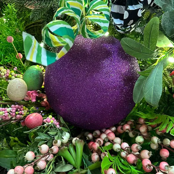Mardi Gras^Farrisilk Purple Glitter Ball Ornament, 8"