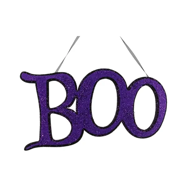 Table Decor^Craig Bachman Purple Glitter Boo Sign