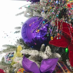 Mardi Gras^Farrisilk Purple Shiny Ball Ornament, 4