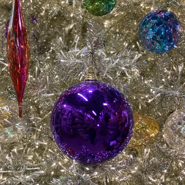 Mardi Gras^Farrisilk Purple Shiny Ball Ornament, 6"
