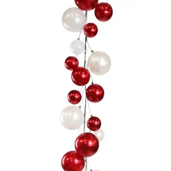 Garlands^Farrisilk Red & White Candy Apple Finish Ball Garland, 10'