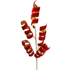 Floral^Liberty Floral Red And Gold Curly Spray