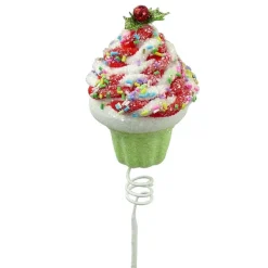 Picks^LIBERTY FLORAL Red And Green Chenille Cupcake Pick