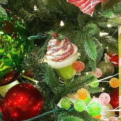 Picks^LIBERTY FLORAL Red And Green Chenille Cupcake Pick