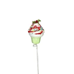 Floral^LIBERTY FLORAL Red And Green Chenille Cupcake Pick