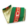 Ribbon^Farrisilk Red And Green Chic Chain Ribbon, 4" X 10Yd
