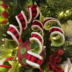 Sprays^Liberty Floral Red And Green Fabric Curly Spray