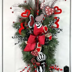 Sprays^Liberty Floral Red And Striped Frizzy Curly Pick