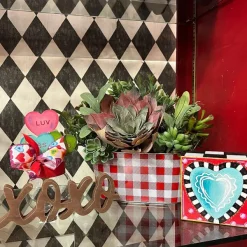 Decorative Containers^Craig Bachman Red And White Check Planter