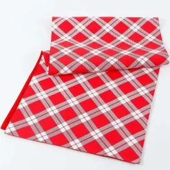 Kitchen & Dining^Deck The Halls Y'all Red And White Diagonal Pattern Table Runner