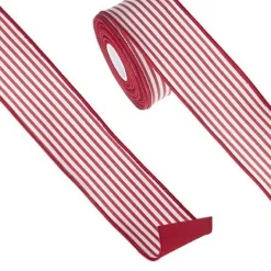 Ribbon^RAZ Red And White Pinstripe Ribbon, 2.5" X 10Yd