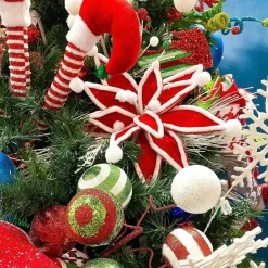 Stems^Direct Export Co. Red And White Velvet Jester Poinsettia Stem