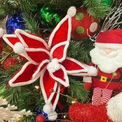 Stems^Direct Export Co. Red And White Velvet Jester Poinsettia Stem