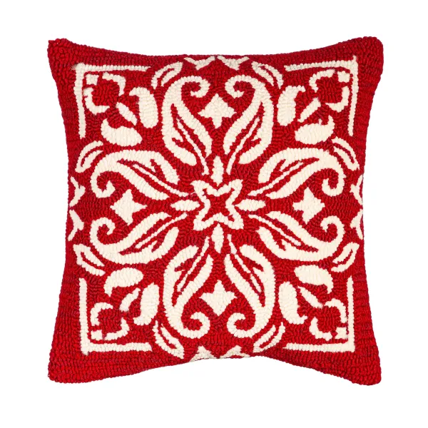 Pillows^Evergreen Red Bandana Hooked Throw Pillow