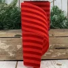 Ribbon^D. Stevens Red Flocked Stripe Ribbon, 4" X 10Yd