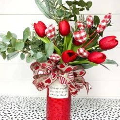 Floral^Liberty Floral Red Gingham Heart Spray