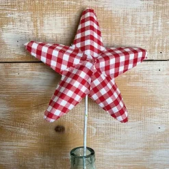 Floral^Liberty Floral Red Gingham Star Pick