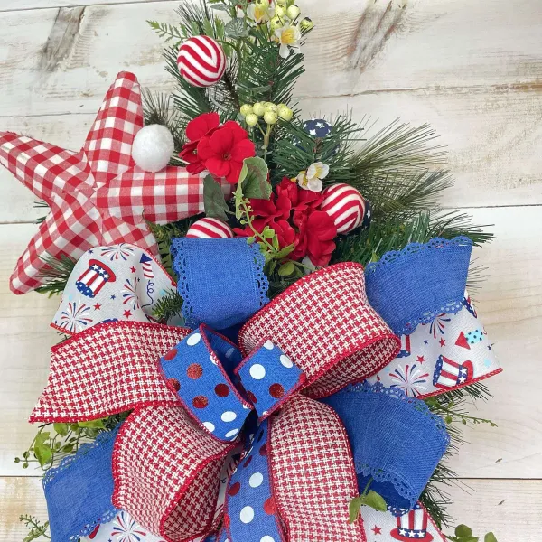 Floral^Liberty Floral Red Gingham Star Pick