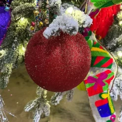 Ball Ornaments^Farrisilk Red Glitter Ball Ornament, 6"