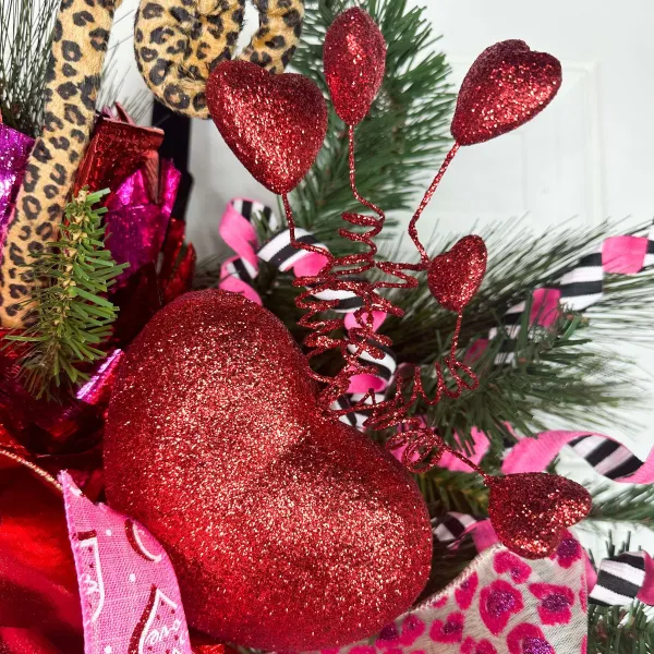Picks^Craig Bachman Red Glitter Heart With Springy Hearts Hpick, 27.5"