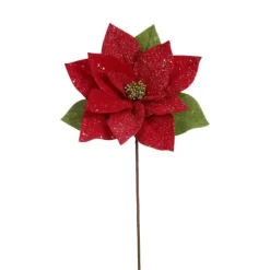 Floral^Mark Roberts Red Glitter Poinsettia Pick, 20''