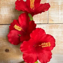 Floral^Liberty Floral Red Hibiscus Spray, 27"