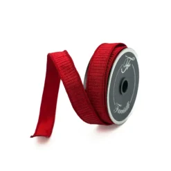 Ribbon^Farrisilk Red Pleated Metallic Ribbon, 1" X 10Yd
