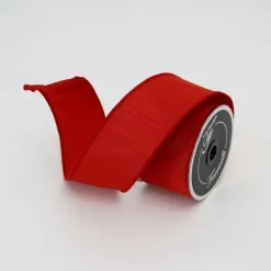 Ribbon^Farrisilk Red Shabby Silk Ribbon 2.5"X10Yd