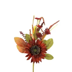 Floral Decor^Liberty Floral Red Sunflower Pom Pom Pick