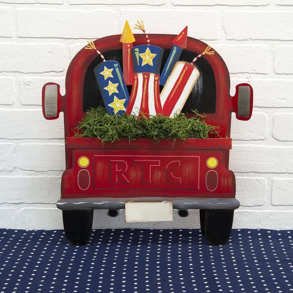 Table Decor^The Round Top Collection Red Truck Pocket, Back View
