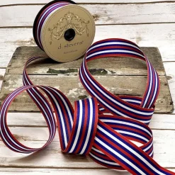 Ribbon^D. Stevens Red, White, & Blue Striped Ribbon, 1.5