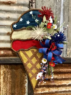 Door Decor^Liberty Floral Red, White And Blue Ice Cream Burlee