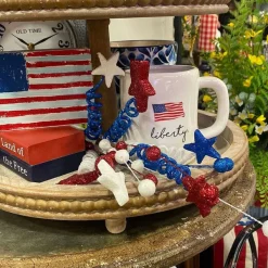 Floral^Liberty Floral Red, White And Blue Star Ball & Twist Spray