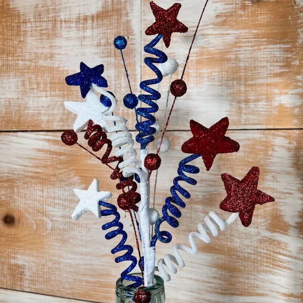 Floral^Liberty Floral Red, White And Blue Star Ball & Twist Spray