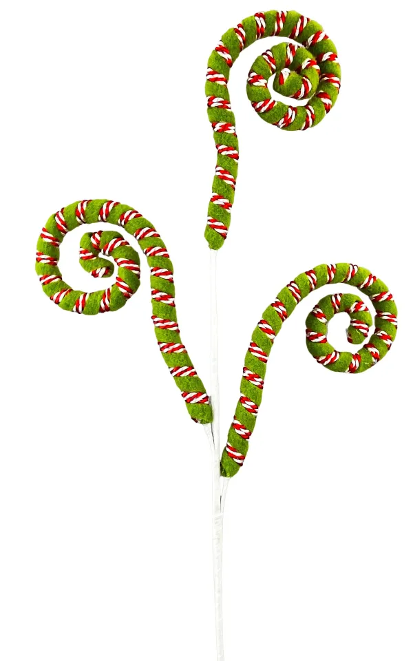Floral^Liberty Floral Red, White, And Green Spiral Curly Spray