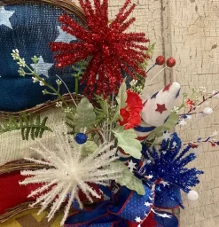 Floral^Liberty Floral Red, White, Blue Glitter Pom Spray