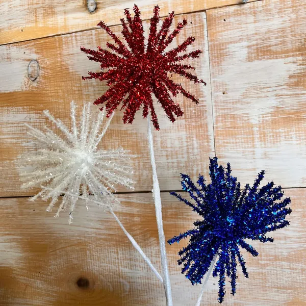 Floral^Liberty Floral Red, White, Blue Glitter Pom Spray