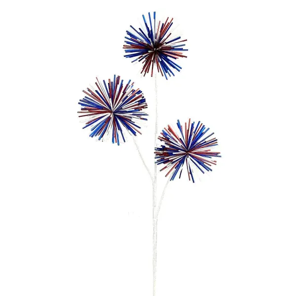 Floral^Liberty Floral Red, White, Blue Pom-Pom Spray