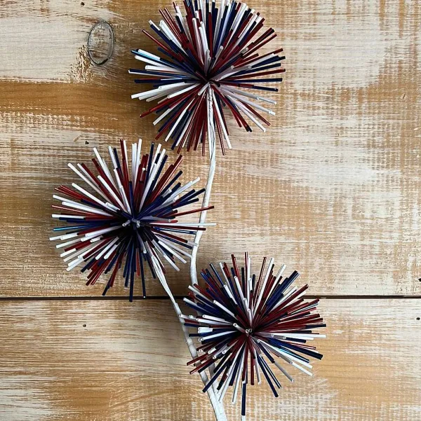 Sprays^Liberty Floral Red, White, Blue Pom-Pom Spray