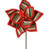 Floral^Regency Red With Stripes Poinsettia Stem
