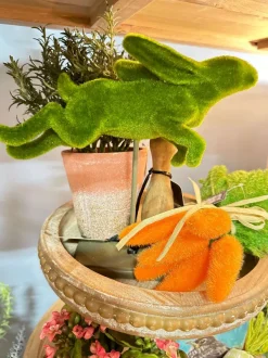 Table Decor^Transpac Resin Flocked Jumping Bunny