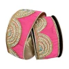 Ribbon^D. Stevens Scallop Iridescent Pearl Trim Pink And Gold Ribbon, 2.5" X 5Yd