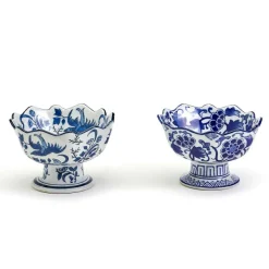 Table Decor^Two's Company Scalloped Edge Footed Bowl