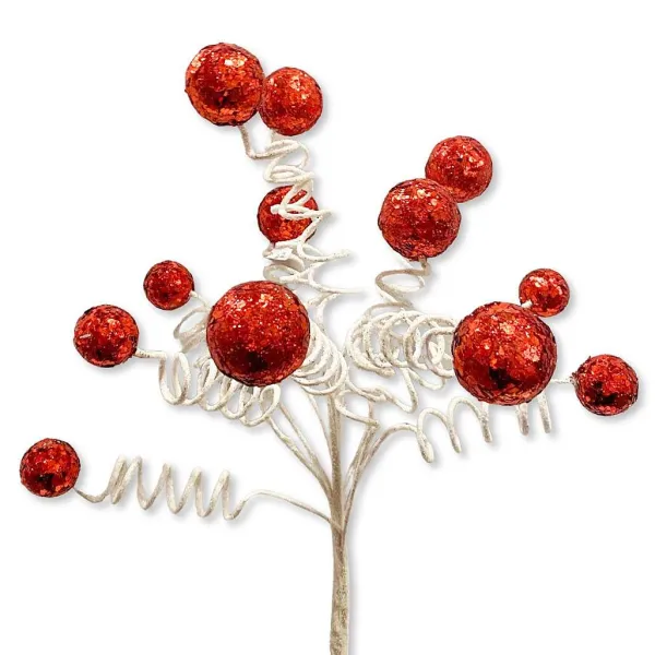 Sprays^Direct Export Co. Sequin Ball Spray In White And Red