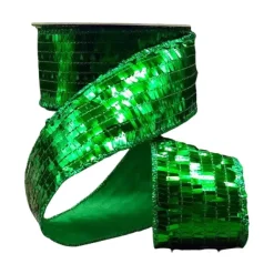 Ribbon^D. Stevens Sequin La Garconne Emerald Green Ribbon, 2.5" X 10Yd