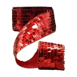 Ribbon^D. Stevens Sequin La Garconne Red Ribbon, 2.5" X 10Yd