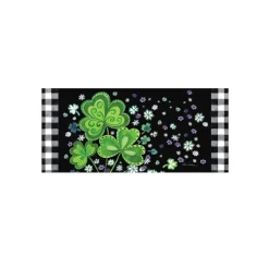 St. Patrick's Day^Evergreen Shamrocks Buffalo Plaid Sassafras Mat Insert